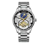 Orologi Da Polso,Orologio Meccanico A Carica Automatica Con Cinturino In Acciaio Lunetta Tourbillon Orologio Da Lavoro Pesante Guscio D'Argento Interno Nero Ombra