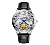 Orologi Da Polso,Orologio Meccanico Con Tourbillon Automatico Con Quadrante Goffrato Fish Leap Longmen, Argento