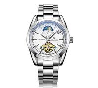 Orologi Da Polso,Orologio Meccanico Da Uomo Tourbillon Orologio Da Polso Impermeabile Automatico Con Display A Stella, Cinturino In Acciaio Con Superficie Bianca Naturale