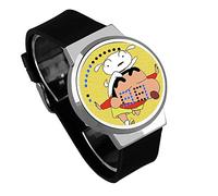 Orologi Da Polso,Orologio Touchscreen LED Crayon Shin-Chan Anime Che Circonda La Moda Della Personalità Della Mano Elettronica Luminosa Impermeabile Cinturino In Conchiglia Nera D'Argento