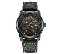 Orologi Da Polso,Vigilanza Di Cuoio Impermeabile Dell'Orologio Della Vigilanza Della Vigilanza Di Affari Della Cinghia Di Cuoio Parola Arancio A Macchina Nera