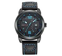 Orologi Da Polso,Vigilanza Di Cuoio Impermeabile Dell'Orologio Della Vigilanza Di Affari Della Cinghia Di Cuoio Parola Blu Della Macchina Nera