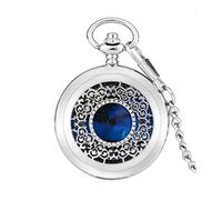 Orologi da Tasca per Gli Uomini, Orologio da Taschino al Quarzo con Cassa Cava in Bronzo con quadrante Blu, Orologi retrò, Souvenir, Regalo for Uomini e Donne (Colore : Nero)(White)