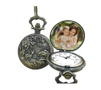 Orologi da tasca personalizzati, orologi da tasca personalizzati, in lega, stile vintage, con catena/vita, collana e confezione regalo, per uomo/donna, papà e fidanzati, In metallo.