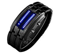 Orologi da uomo binario unico Matrix LED blu digitale impermeabile orologio da polso in acciaio inox militare