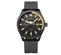 Orologi da uomo casual cinturino in silicone con quadrante grande analogico al quarzo nero, Nero , L