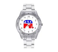 Orologi da uomo con bandiera degli Stati Uniti d'America, in acciaio inox, analogico, al quarzo, orologi da polso, Stile:, regular, Bracciale