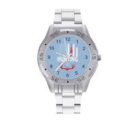 Orologi da uomo con bandiera degli Stati Uniti di caccia in acciaio inossidabile cinturino analogico al quarzo orologio da polso business, Stile:, regular, Bracciale