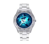 Orologi da uomo con squali subacquei in acciaio inox, analogico, al quarzo, orologi da polso per affari, Stile:, regular