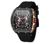 Orologi da uomo di lusso con scheletro Tonneau orologio da uomo impermeabile regolabile cinturino in silicone stile steampunk cronografo calendario data business luminoso fresco grande quadrante