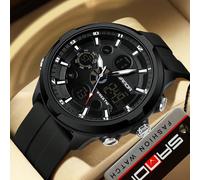 Orologi da uomo di marca di alta qualità a doppio display con quadrante grande, impermeabile, adatti per attività all'aperto come pesca, campeggio e corsa, orologio di lusso alla moda e casual. All"in