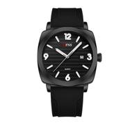 Orologi da uomo in acciaio inox, impermeabile, analogico, al quarzo, orologi da polso da uomo con data e quadrante grande, alla moda, Silicone/Nero