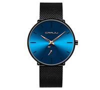 Orologi da uomo ultra sottili e minimalisti impermeabili - Orologio da polso alla moda per uomo vestito unisex con cinturino in rete in acciaio inossidabile, Oro e nero.