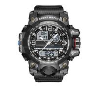 Orologi digitali da uomo, 50 m, impermeabili, con doppio display analogicodigitale, per sport all'aperto, luminosi, tattici, militari, sveglia, cronometro, orologio da polso da uomo, nero, giallo,