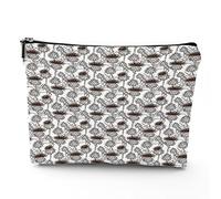 Orologi e catene, borsa cosmetica in lino da donna, borsa per il trucco, oggetti antichi, orologi, chiavi e catene, organizer per il trucco per borsa, regalo impermeabile, verde oro, 17,8 x 22,9 cm,