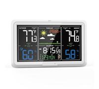 Orologi for stazioni meteorologiche Calendari LED digitali wireless Orologio da tavolo con previsioni del monitoraggio della temperatura e dell'umidità(White)