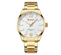 Orologi in acciaio inossidabile oro con quadrante grande per gli uomini, Oro, L