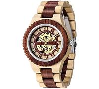 Orologi meccanici da uomo in legno scheletro automatico a carica automatica, leggero per orologio da polso da uomo Marrone/Rosso