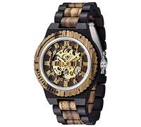 Orologi meccanici da uomo in legno scheletro automatico a carica automatica, leggero per orologio da polso da uomo Nero e marrone.