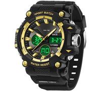 Orologi militari da uomo, digitale, orologio digitale analogico, per uomo, ragazzo, multifunzione, orologio sportivo, sveglia militare, per uomo, tattico, digitale, LED, 5 ATM, impermeabile, oro
