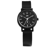 Orologi per donne e uomini, Ins-Style unisex, cassa in lega di qualità, quadrante nero, esame studentesco coreano elegante, quarzo minimalista, vestibilità comoda in pelle PU