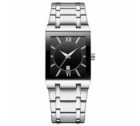 Orologi quadrati per uomini e donne in acciaio inossidabile orologio quadrato con data analogico al quarzo orologio da polso alla moda per contare i passi per le donne, G, One Size