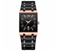 Orologi quadrati per uomini e donne in acciaio inossidabile orologio quadrato con data analogico al quarzo orologio da polso digitale per le donne, C, misura unica