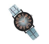 Orologi semplici da donna, orologio da donna con grande lancetta dei secondi, cinturino in pelle, numeri arabi, orologi casual per ragazze e donne, Azzurro 1, Refer to description, Unisex