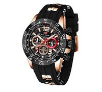 Orologi sportivi da uomo Orologio cronografo multifunzione impermeabile militare cinturino in silicone luminoso orologi casual per uomo moda orologio da polso da uomo, A1-Oro Nero