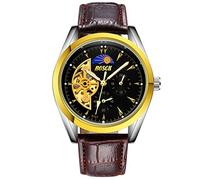 Orologi Uomo,Cinturino In Acciaio Cava Tourbillon Automatico Orologio Meccanico Stella Attraverso La Parte Inferiore Impermeabile Orologio Solare Fase Cintura Meccanica Superficie Nera