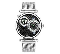 Orologi Uomo,Cinturino In Acciaio Ultra-Sottile Impermeabile Multi-Time Cinturino In Acciaio Orologio Personalità Grande Quadrante Moda Orologio Guscio Nero Leuco Nero