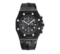 Orologi Uomo Il Terzo Occhio Il Calendario Di Pelle Multifunzionale Di Quarzo. Cercando Di Muso Nero