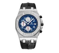 Orologi Uomo Il Terzo Occhio Il Calendario Di Pelle Multifunzionale Di Quarzo. Il Guscio Blu Di Superficie D'Argento