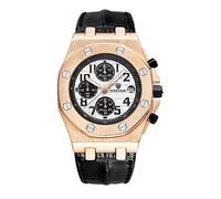 Orologi Uomo Il Terzo Occhio Il Calendario Di Pelle Multifunzionale Di Quarzo. Il Guscio D'Oro Di Farina Bianca.