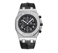 Orologi Uomo Il Terzo Occhio Il Calendario Di Pelle Multifunzionale Di Quarzo. Proiettili D'Argento Nero
