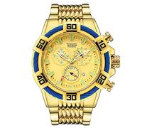 Orologi Uomo,Orologio Da Polso In Acciaio Impermeabile Multifunzionale Orologio Sportivo Per Il Tempo Libero E Orologio Da Polso Per Il Tempo Libero Quadrante Dorato