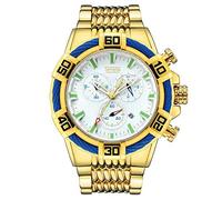 Orologi Uomo,Orologio Multifunzionale In Acciaio Impermeabile Con Cinturino Alla Moda Per Lo Sport E Il Tempo Libero Regalo Per La Festa Del Papà Tagliatelle Dorate Bianche