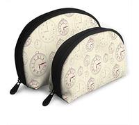 Orologi vintage da donna con cifre romane Astuccio cosmetico da viaggio Impermeabile 2PC Pochette per trucco Pochette per cosmetici e articoli da toeletta Borsa da viaggio portatile Astuccio da toil