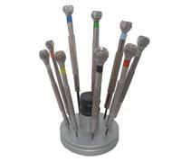 Orologiaio Set Cacciavite Di 9 Metallo Stand Colore Codice Testa Misure 50 - 250