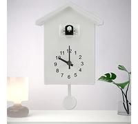 Orologio a cucù con suoneria minimalista, con pendolo, delicato orologio a cucù in casa degli uccelli, orologio da parete a batteria per arte murale, soggiorno, cucina, ufficio (Bianco)