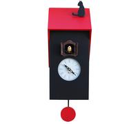 Orologio a Cucù da Parete 17x37x12 cm con Gatto Pirondini Italia Vicenza Nero e Rosso