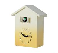Orologio a cucù da parete con funzione sonora e attivazione visiva della finestra degli uccelli per la decorazione domestica (giallo)