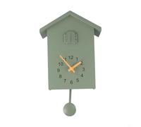 Orologio a cucù dal design moderno con suoni di richiamo degli uccelli e silenzio notturno per pareti del soggiorno e dell'ufficio (verde)