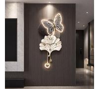 Orologio A Forma Di Foglia Di Ginkgo, Decorazione Da Parete 3D Con Orologio E Luce LED, Lampada A Griglia, Creativi(Black1,30 * 65cm/11.8 * 25.6in)