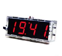 Orologio a LED a 4 cifre Kit fai da te per l'educazione elettronica con visualizzazione della data e della temperatura e controllo della luminosità adattivo alla luce (rosso)