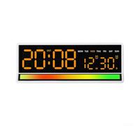 Orologio a LED a tema microfono che presenta ora, data, giorno, allarme, dati e supporta il controllo della luminosità e la personalizzazione della sensibilità del microfono (bianco + arancione)
