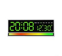 Orologio a LED a tema microfono che presenta ora, data, giorno, allarme, dati e supporta il controllo della luminosità e la personalizzazione della sensibilità del microfono (bianco + verde)
