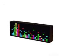 Orologio a LED per spettro, con luce ritmica attivata dalla voce, 384 colori, doppio allarme, alimentato tramite USB, display da tavolo, 21,8 cm, nero (nero)