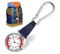 Orologio a moschettone, per esterni, analogico, al quarzo, per infermiere, medici, ciclisti, alpinisti, argento, argento