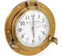 Orologio a oblò nautico in ottone anticato con quadrante analogico di Franklin Murphy, decorazione marittima (ottone antico)